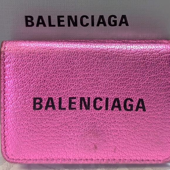 Balenciaga Metallic Pink Mini Papier Trifold Wallet - RARE 🔥🔥 - Picture 3 of 16
